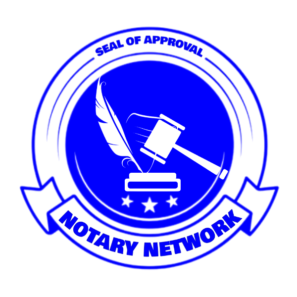 A logo of a Notary Network. It features a globe with interconnected lines, symbolizing a global network of notaries.